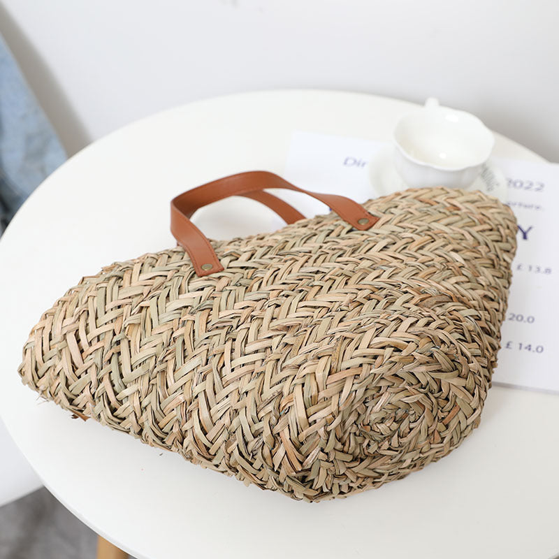 Fashion Scalloped French Straw Bag Large