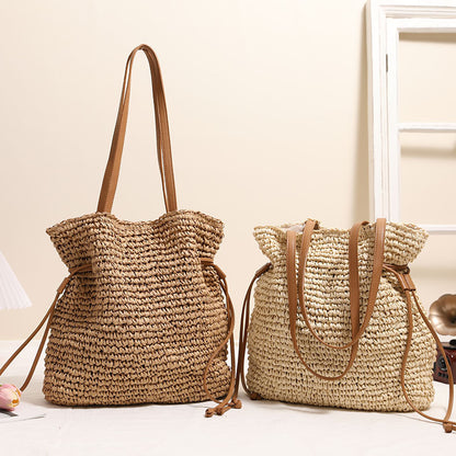 Large Capacity Straw Bag Drawstring