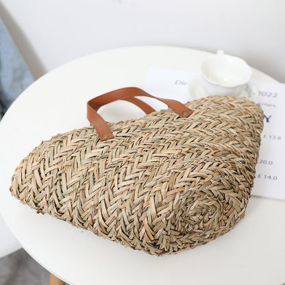 Fashion Scalloped French Straw Bag Large