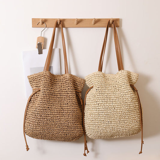 Large Capacity Straw Bag Drawstring