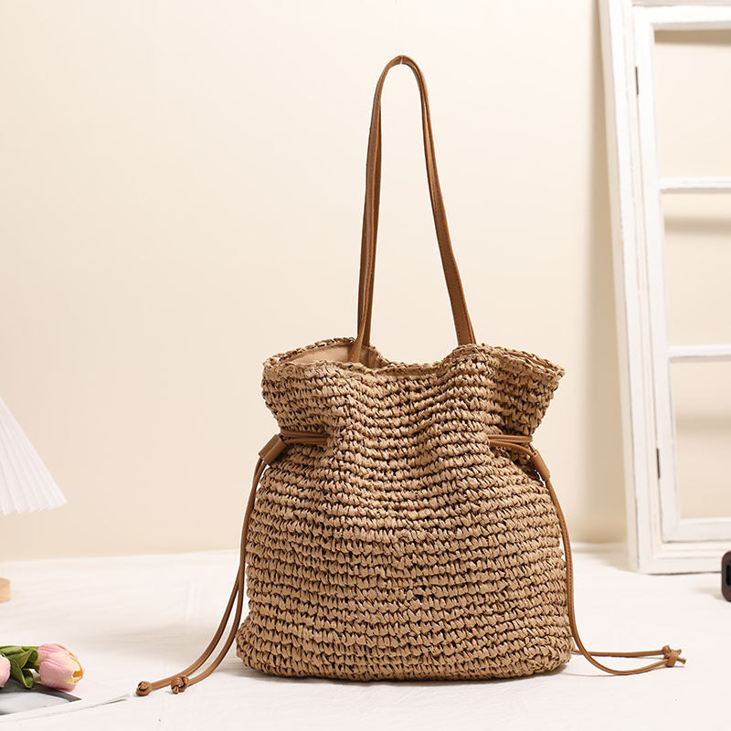 Large Capacity Straw Bag Drawstring