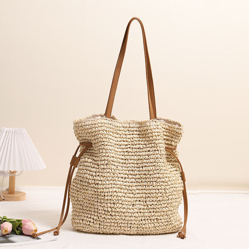 Large Capacity Straw Bag Drawstring